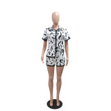 Print Casual Short Sleeve Two Piece Short Set CYA-901762 