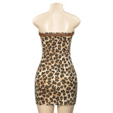 Leopard Print Wrap Chest Mini Dress GAXB-D099DS