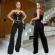 Sexy Wrap Chest Metal Button Trouser Set BY-7327