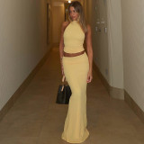 Solid Color Backless Two Piece Skirt Set GLAG-S5318679G