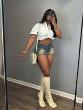 Fashion Washed Slim Denim Skirts GSMJ-6999