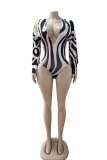 V Neck Long Sleeve Bodysuit Two Piece Shorts Set GFCF-1359