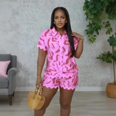 Print Casual Short Sleeve Two Piece Short Set CYA-901762 