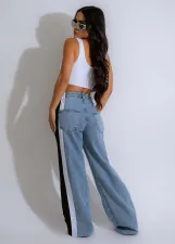 Fashion Print Patchwork Straight Jeans LSD-2320