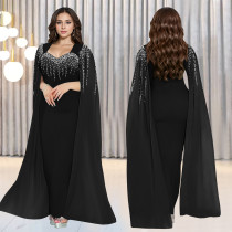 Hot Drill Fashion Long Sleeve Evening Dress BY-7305