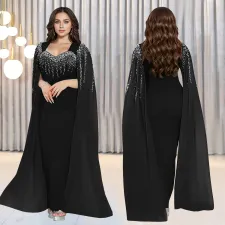 Hot Drill Fashion Long Sleeve Evening Dress BY-7305