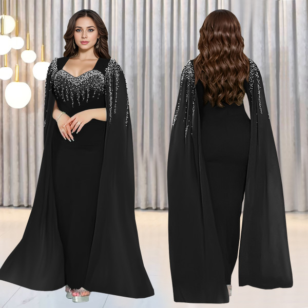 Hot Drill Fashion Long Sleeve Evening Dress BY-7305