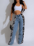 Fashion Print Patchwork Straight Jeans LSD-2320