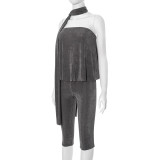 Solid Color Off Shoulder Skinny Jumpsuit GDSF-Q25JP135