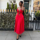 Sexy Solid Color Tie Up Tops And Long Skirts Suit  GCNE-72416