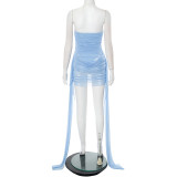 Mesh Tube Tops Pleated Bodycon Dress GDSF-D25DS136