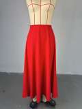 Sexy Solid Color Tie Up Tops And Long Skirts Suit  GCNE-72416