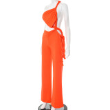Twisted Halterneck Wide Leg Jumpsuit GDSF-J25JP045