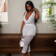 Deep V Neck Lace Tops And Seventh Pants Suit GDSF-J25ST036