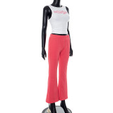 Letter Print Sleeveless Skinny Tops Pants Suit GDSF-Q25ST109