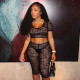 Lace See Through Short Sleeve Shorts 2 Piece Set GDSF-J25ST044