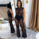 Lace Sleeveless Bodysuit Two Piece Pants Suit GDSF-D25ST129