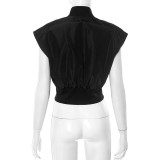 Casual Sleeveless Zipper Tops GDSF-D25TP117