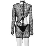 Hollow Out See-through Lace-up Shorts 3-piece Suit GDSF-G25ST088
