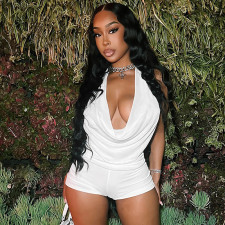 Halterneck Backless Tops Short Two Piece Set GDSF-D25ST127