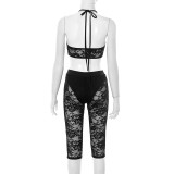 Sexy Tie Up Wrap Chest Vest Shorts Lace Suit GDSF-J25ST039