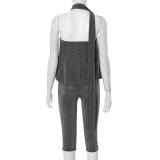 Solid Color Off Shoulder Skinny Jumpsuit GDSF-Q25JP135