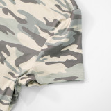 Tight Camouflage Cherry Print Short Sleeve T-Shirt GDSF-D25TP121
