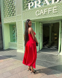 Sexy Solid Color Tie Up Tops And Long Skirts Suit  GCNE-72416