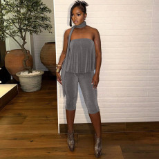 Solid Color Off Shoulder Skinny Jumpsuit GDSF-Q25JP135