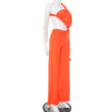 Twisted Halterneck Wide Leg Jumpsuit GDSF-J25JP045
