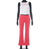 Letter Print Sleeveless Skinny Tops Pants Suit GDSF-Q25ST109