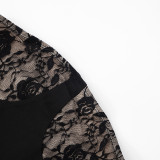 Skinny Lace Patchwork Tube Tops Flared Jumpsuit GDSF-Y25JP127