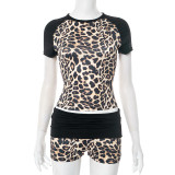 Contrast Color Print Two Piece Short Set GDSF-D25ST131