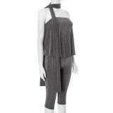 Solid Color Off Shoulder Skinny Jumpsuit GDSF-Q25JP135