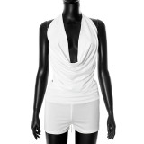 Halterneck Backless Tops Short Two Piece Set GDSF-D25ST127