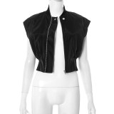 Casual Sleeveless Zipper Tops GDSF-D25TP117