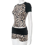 Contrast Color Print Two Piece Short Set GDSF-D25ST131