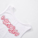 Letter Print Sleeveless Skinny Tops Pants Suit GDSF-Q25ST109