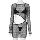 Hollow Out See-through Lace-up Shorts 3-piece Suit GDSF-G25ST088