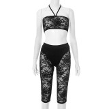 Sexy Tie Up Wrap Chest Vest Shorts Lace Suit GDSF-J25ST039