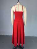 Sexy Solid Color Tie Up Tops And Long Skirts Suit  GCNE-72416