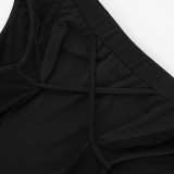 Solid Color Mesh Hollow Out Skinny Pants GDSF-D25PT116