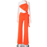 Twisted Halterneck Wide Leg Jumpsuit GDSF-J25JP045