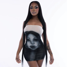 Sexy Print Tube Tops Bodycon Dress GDSF-Q25DS133
