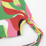 Colorful Print One Shoulder Tie Up Short Suit GDSF-D25ST096