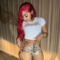 Tiger Print Tie-Up Skinny Shorts GDSF-D25PT099