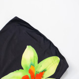 One Shoulder Flower Print Tops GDSF-D25TP090