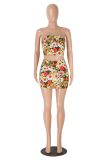 Sexy Print Wrap Chest Top Skirt 2 Piece Set GXYF-0469