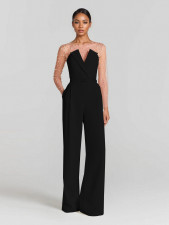 Solid Color Wrap Chest Slim Jumpsuit(With Belt) OD-8742