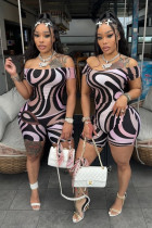 Off Shoulder Print Romper GFCF-1364